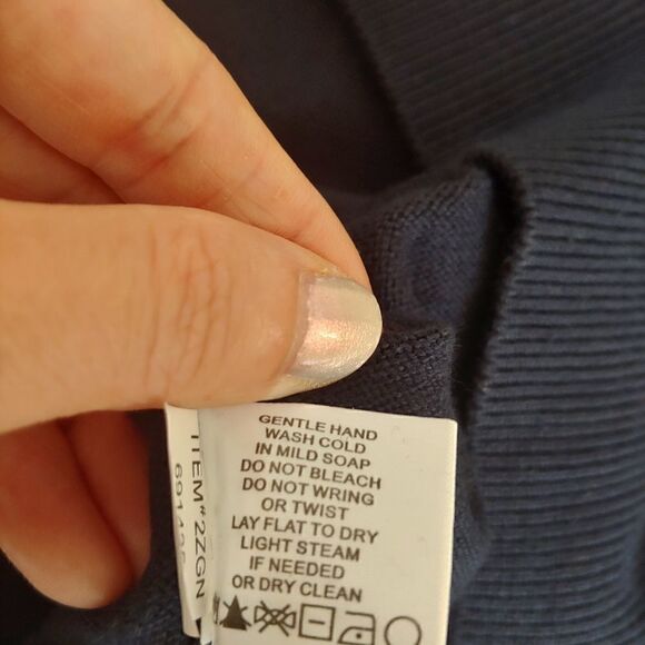 Orvis Mens Cotton/Silk/Cashmere Blend Crewneck Sweater Navy Blue Size L - Picture 5 of 6